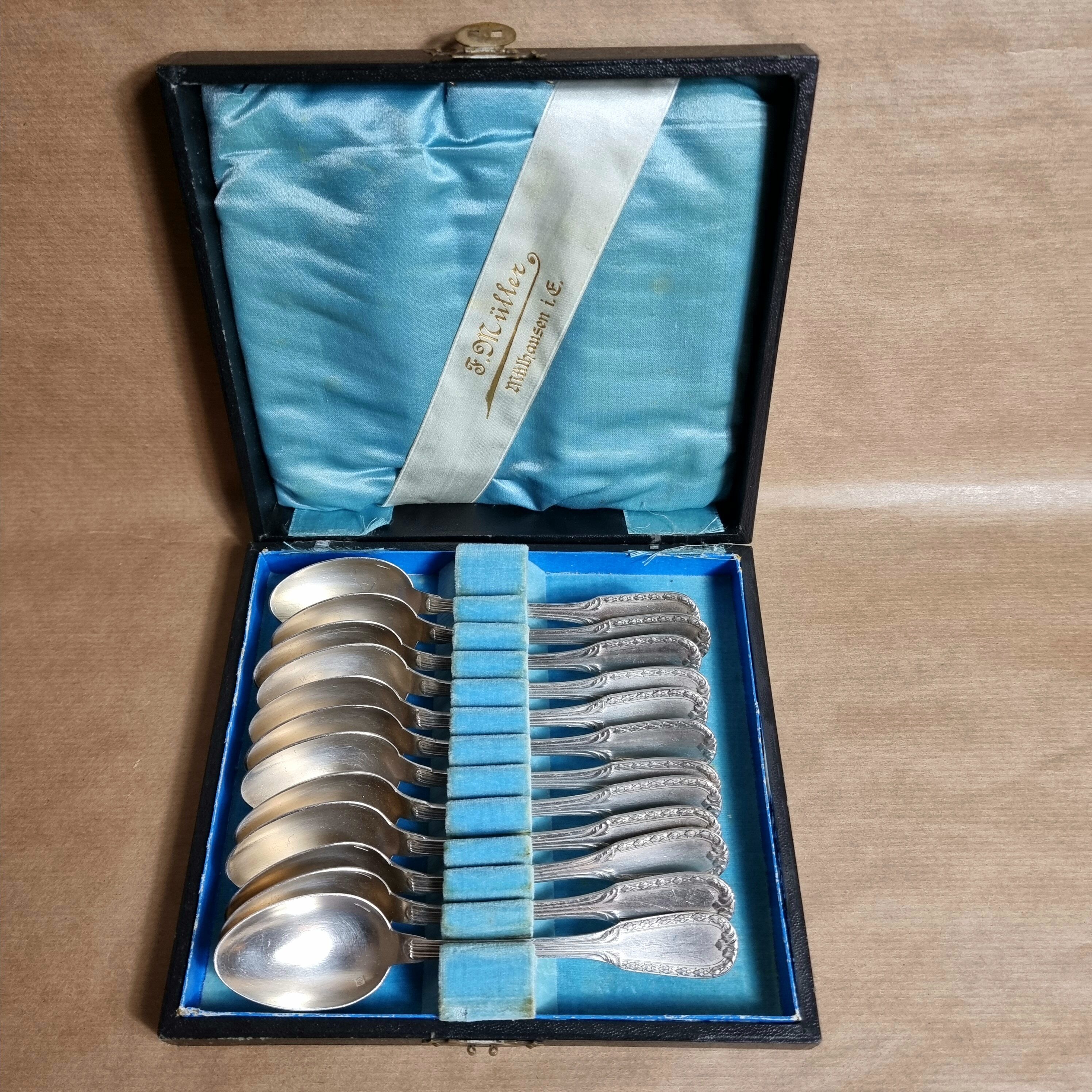 Set 12 small spoons silver metal debu xxe