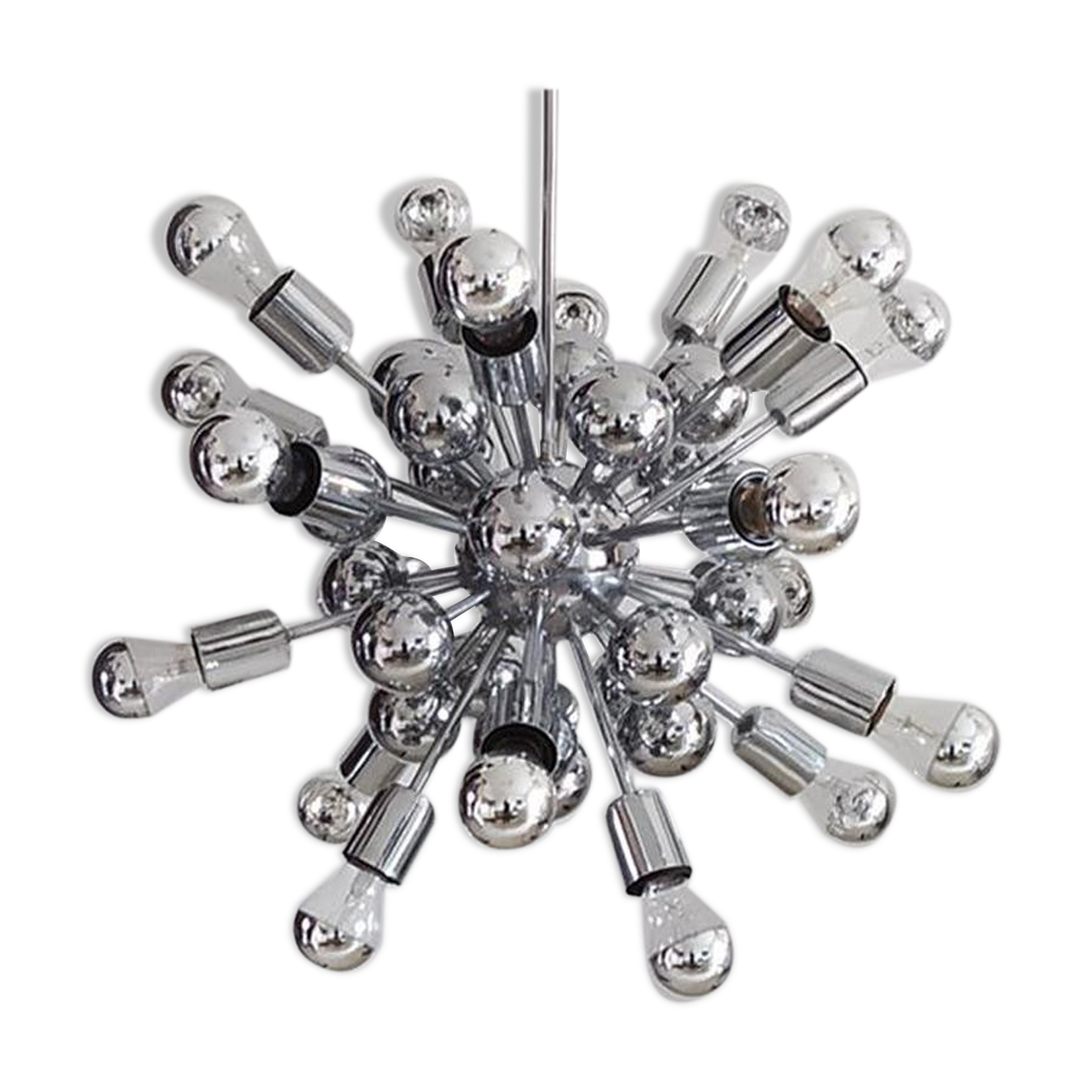 Chandelier sputnik by goffredo reggiani in chrome, made in italy 1970
