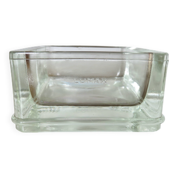 Glass slab, ashtray, pocket emptier, signed LUMAX, 1940s 50s.