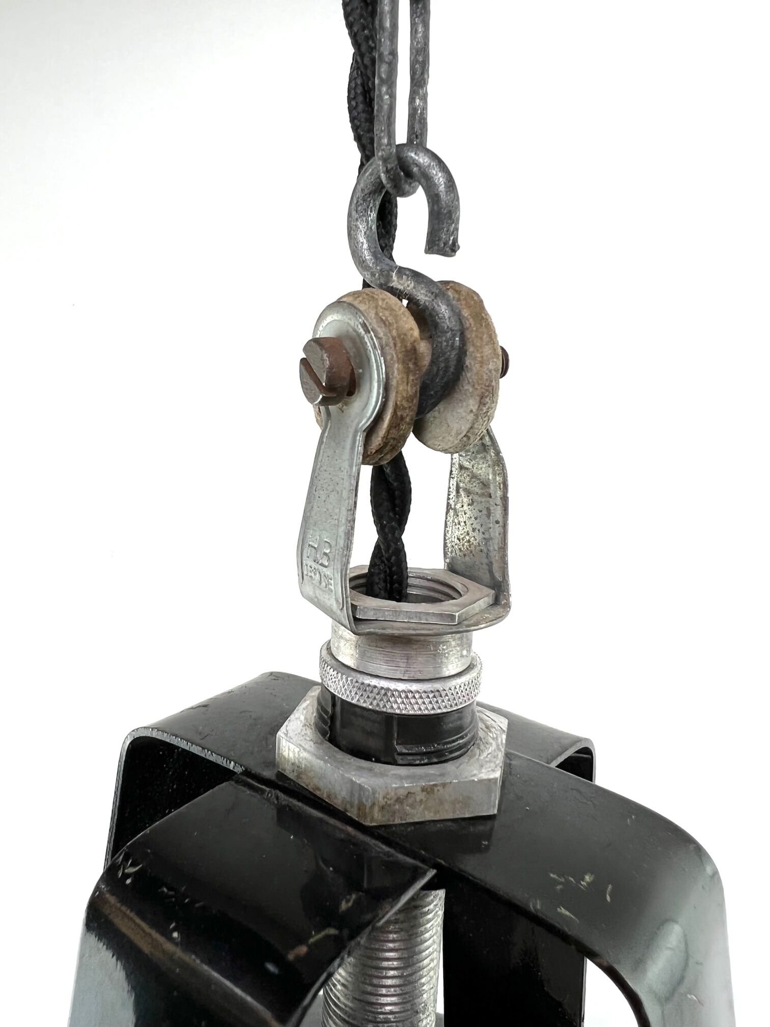 Hanging lamp sheet enamelled black color 1950