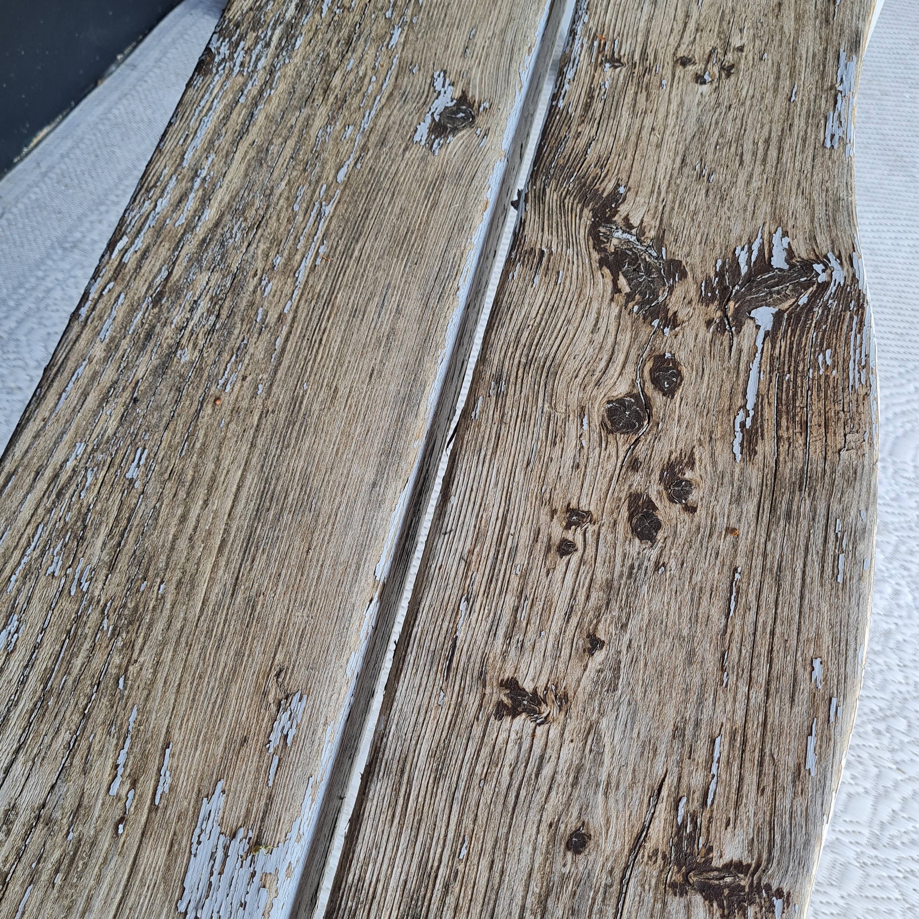 Exterior bench in patinated white solid wood