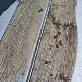 Exterior bench in patinated white solid wood