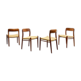 Mid century teak dining chairs by Niels O. Møller for J.L. Moller, Model 75, Set of 4,Denmark, 1950s