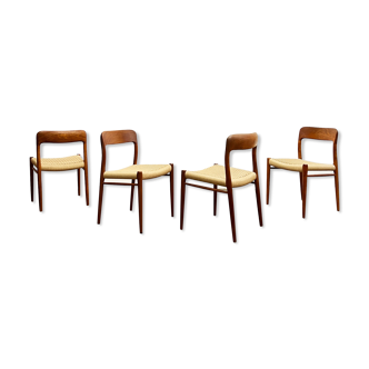 4 chaises par Niels O. Møller pour J.L. Moller, Modèle 75