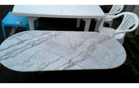 Bistro table with white marble top