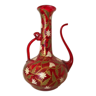 Carafe blown glass enamelled paint