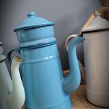 Blue enamelled coffee maker