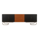 Classic sideboard from the 1960s, teak veneer, black doors, Bauhaus stainless steel feet