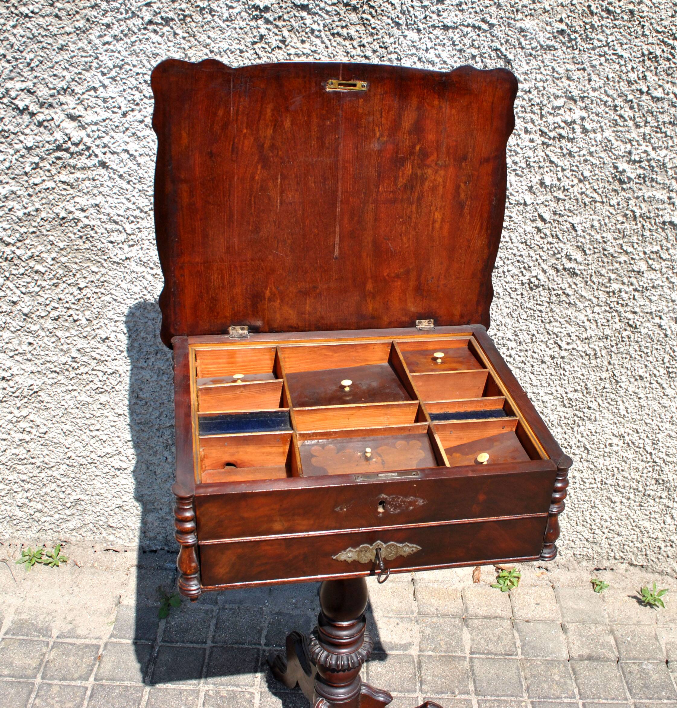 Napoleon III wooden compartment work cabinet Jewelry box