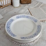 4 assiettes creuses vintage blanches liseré bleu