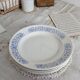 4 assiettes creuses vintage blanches liseré bleu