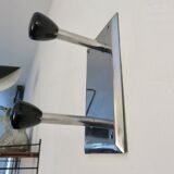 Chromed brass wall coat rack with 2 bakelite hooks 1970