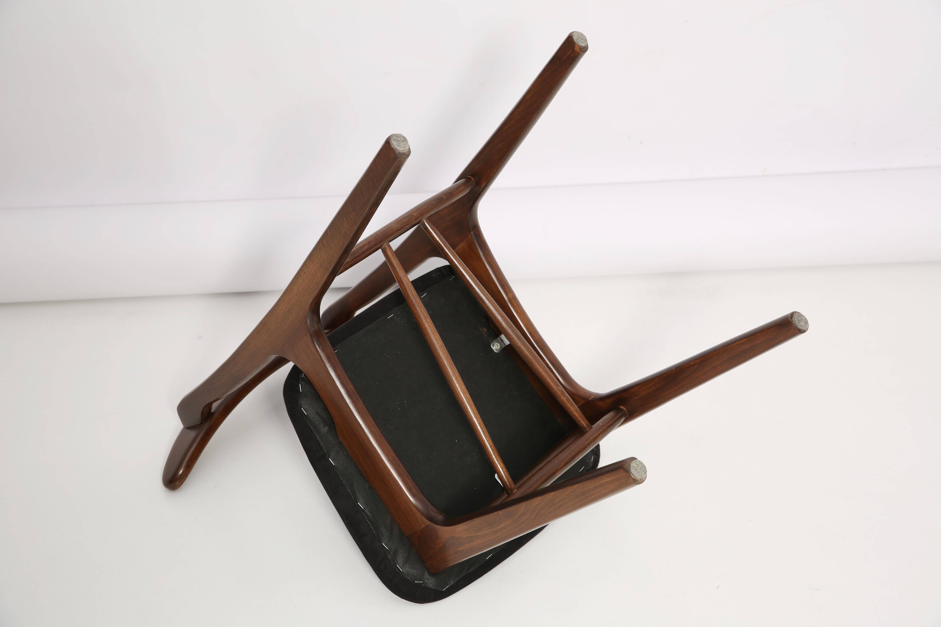 Black velvet chair, Rajmund Halas, Poland, 1960s