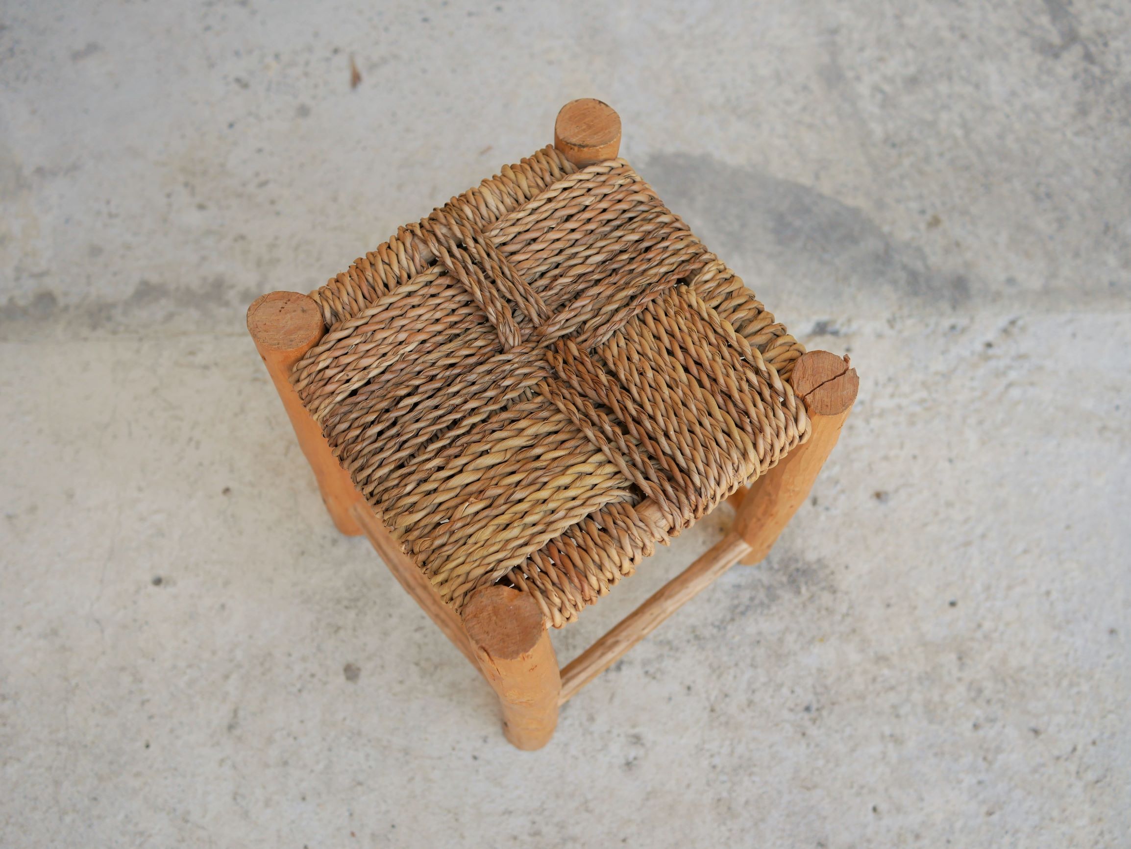 Vintage Berber wooden and straw set