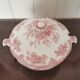 English soup bowl with purple floral motifs