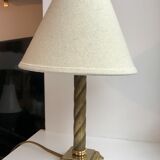Brass table lamp and linen lampshade 50s