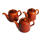 3 Théières en céramique vernissée marron