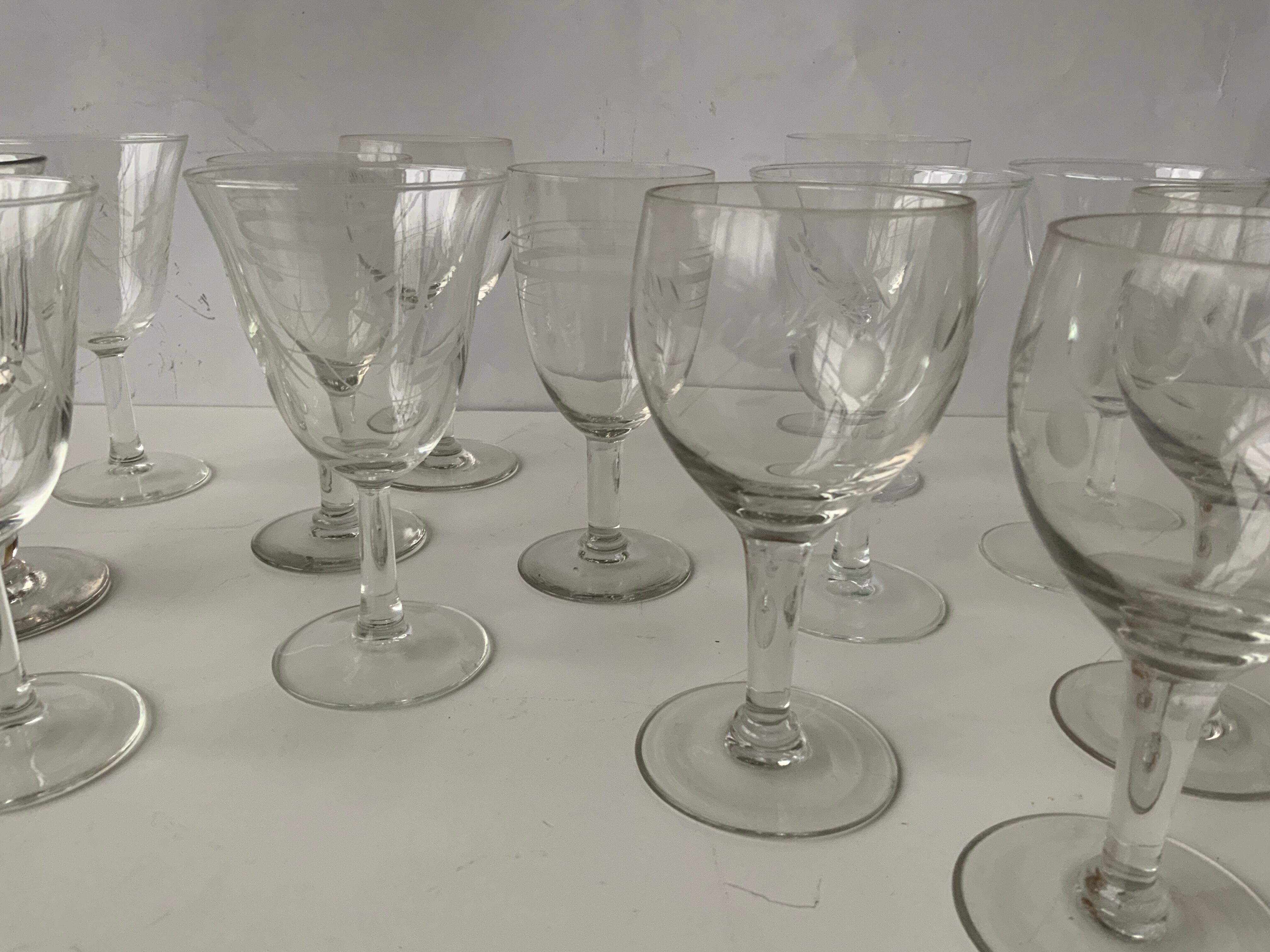 14 antique stemmed glasses