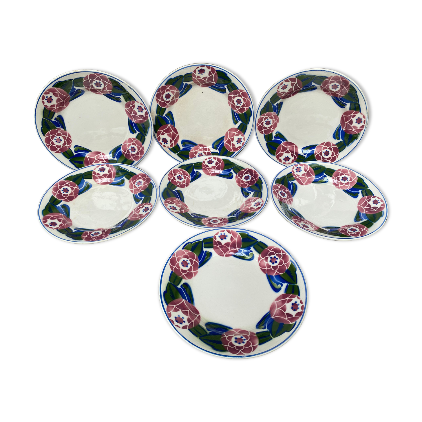 Set of 7 old earthenware plates hbcm
