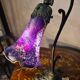 bronze patinated cast iron lamp with painted shade 38x24 art nouveau style
