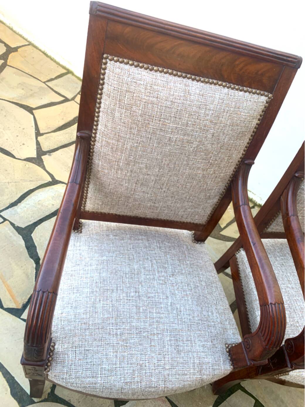 Pair of Directoire period mahogany armchairs