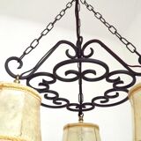 Rustique français vintage noir fer forgé 3 lumières lustre nuances de peau 4526