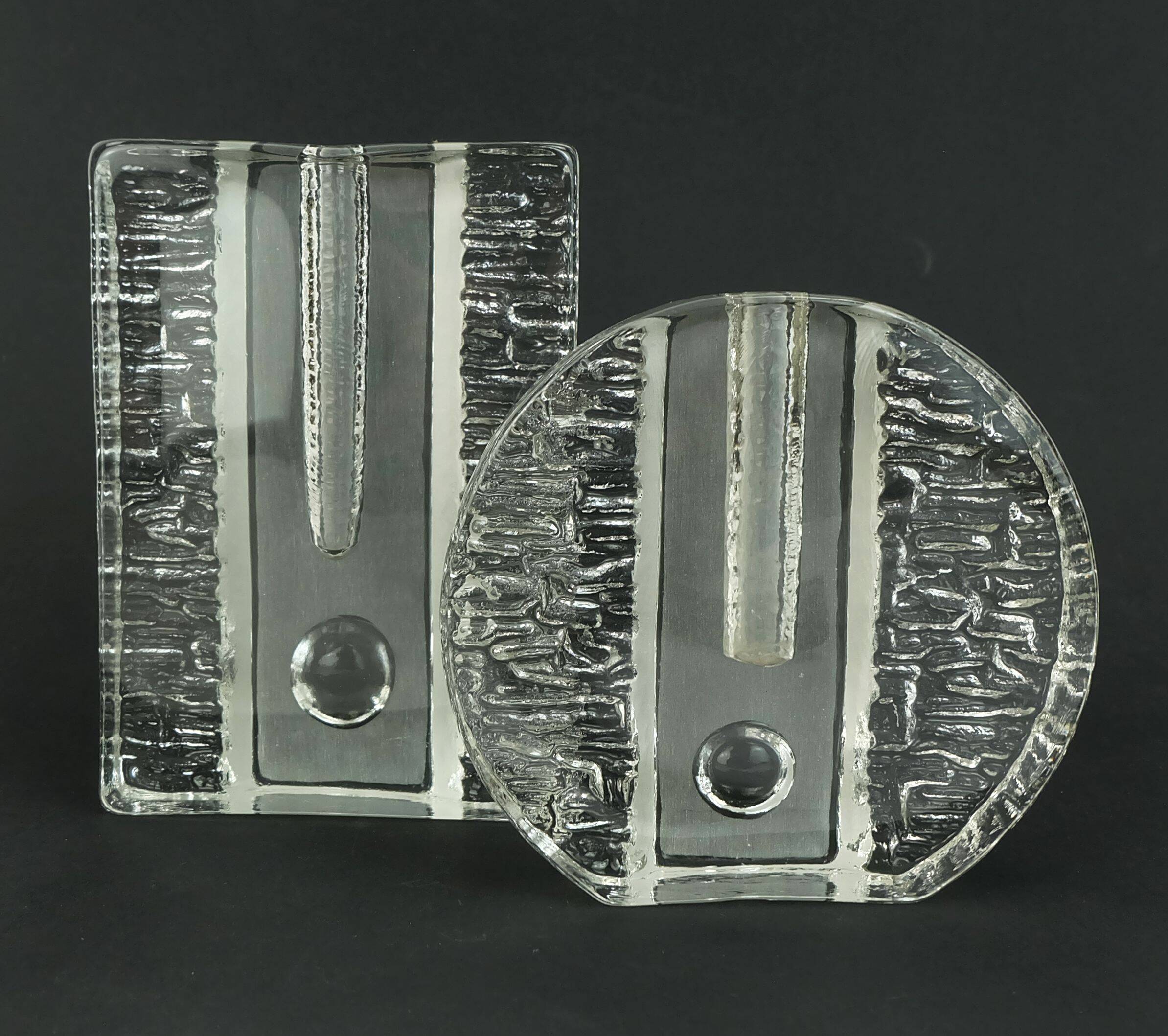 Set of 2 solifleur block vases walther glas 60s 70s op art arrangement vases