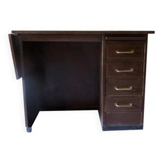 Petit bureau en métal avec rallonge par Roneo, France 1920