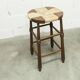 Brutalist stool in wood and straw, 1960s, 59cm