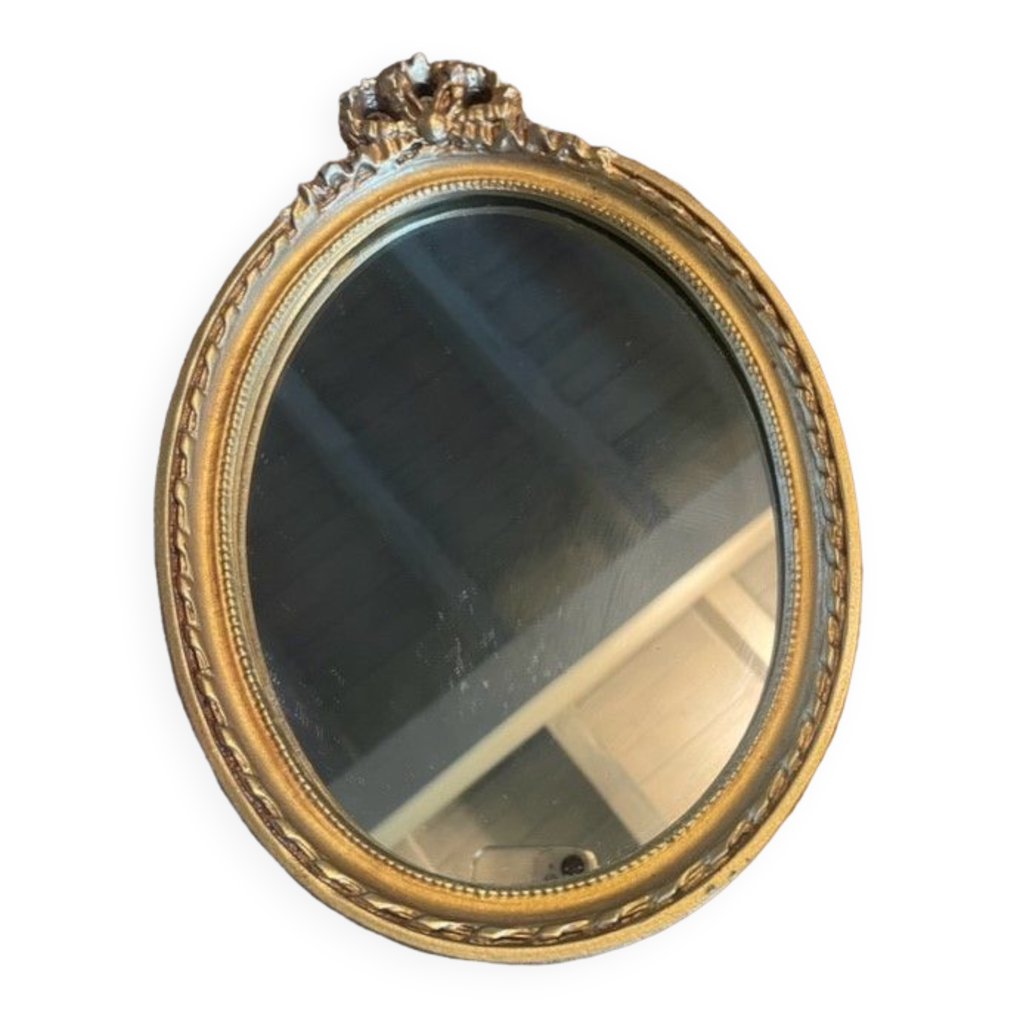 Old frame wall mirror oval gilded wood