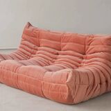 Coral corduroy Togo 3-seat & corner sofa by Michel Ducaroy for Ligne Roset