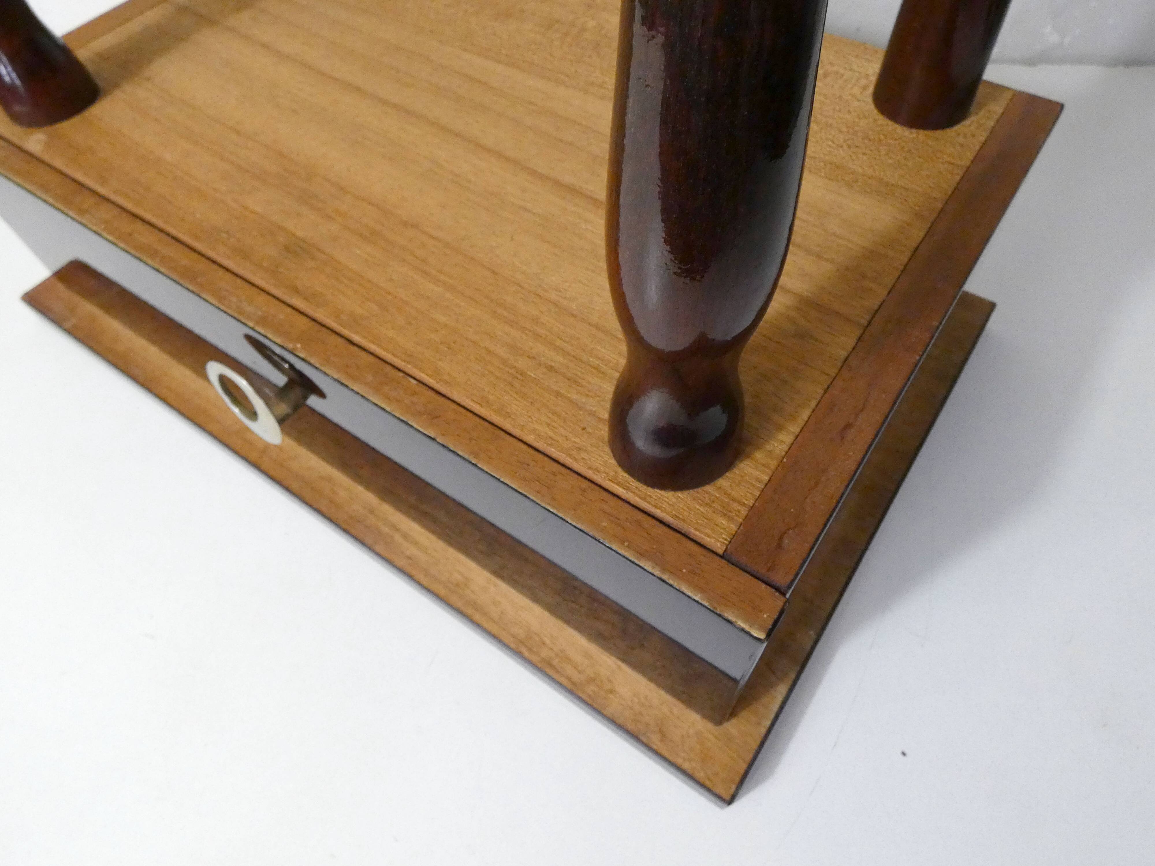 bedside table in lacquered wood and brass