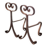 Wrought iron fireplace andirons