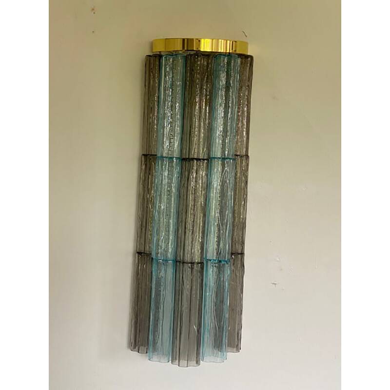 Applique contemporaine en verre de Murano bleu