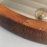 Miroir rond en bois de wengé massif, O.W. Hack Zwolle, Pays-Bas, années 1960