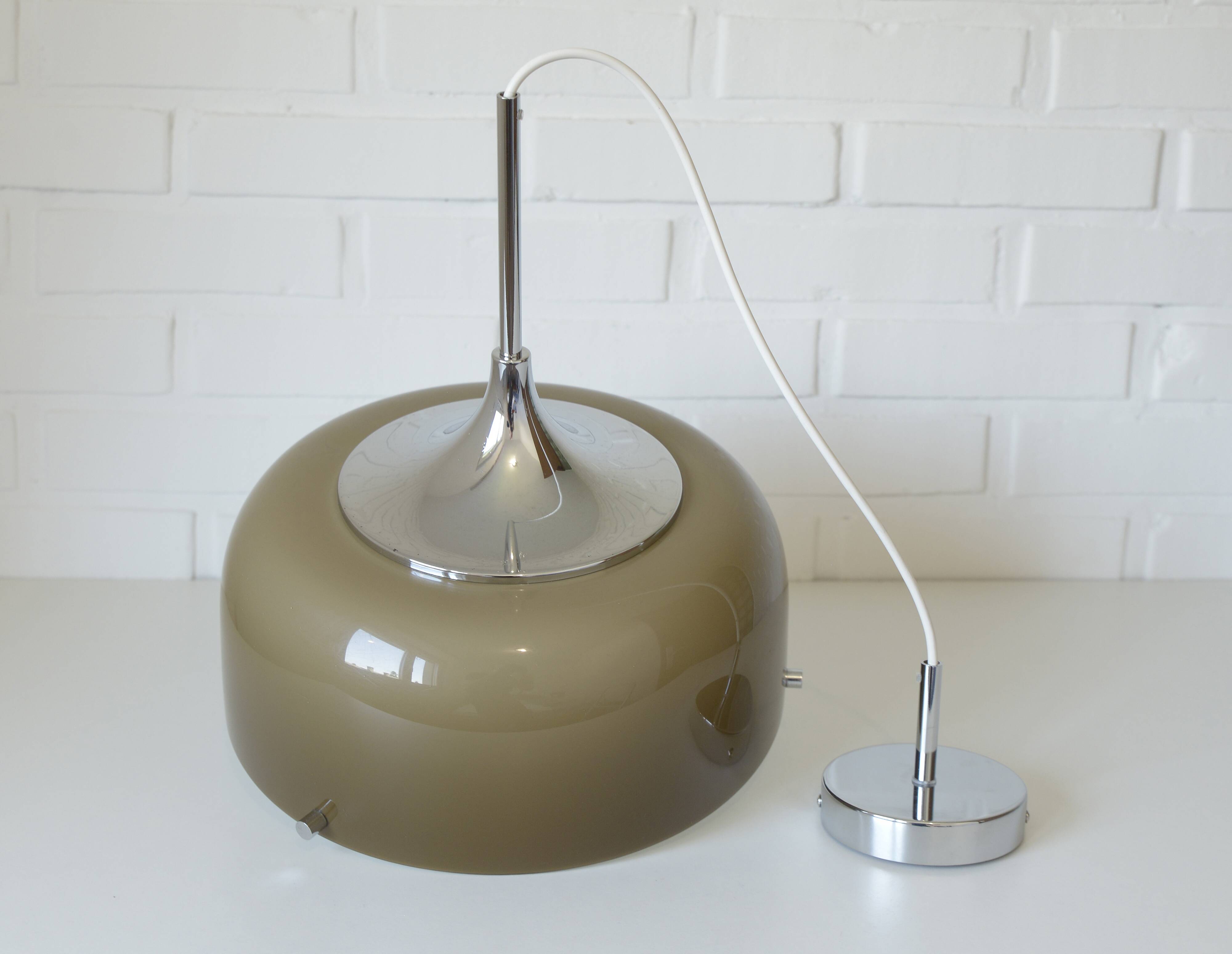 Redesign Vintage Guzzini Meblo Plastic Hanging Lamp Yugoslavia 1970's