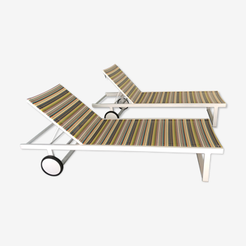 Pair of aluminum sun loungers painted Allux by Mamagreen