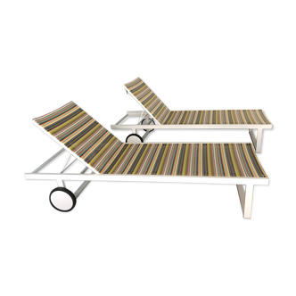 Pair of aluminum sun loungers painted Allux by Mamagreen