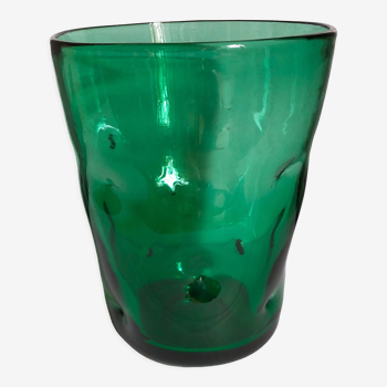 Vase de verrier en verre d'Empoli vintage