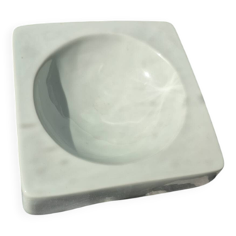Vide-poche carré Virebent en porcelaine blanche, France années 1970