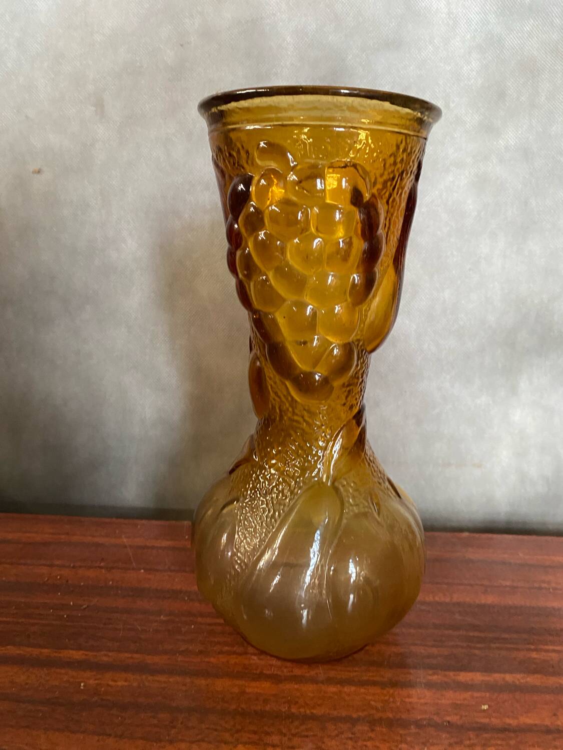 Antique Molded Glass Vase Yellow Orange Amber Made In Italy Vintage