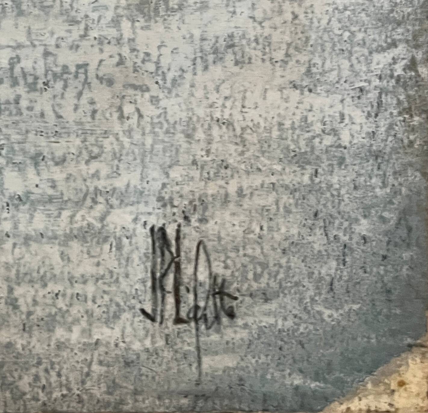 Tableau HSP "Bridge of Paris the Lovers" Notre Dame signed around 1950