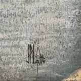 Tableau HSP "Bridge of Paris the Lovers" Notre Dame signed around 1950