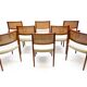 Set of 8 Danish Dining Chairs in Rosewood & Rattan attr. Niels Moller