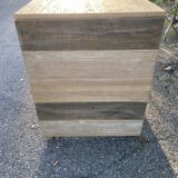 Desk in cream and blue patinated pine
