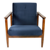 Fauteuil GFM-142 en velours bleu marine attribué à Edmund Homa, années 1970