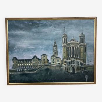 Oil painting on canvas Fourvière basilica