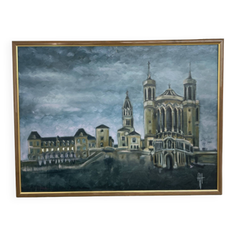 Oil painting on canvas Fourvière basilica