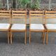 4 Scandinavian dining chairs in solid wood and fabric from the 1980s.