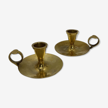 Pair of golden brass candle holders